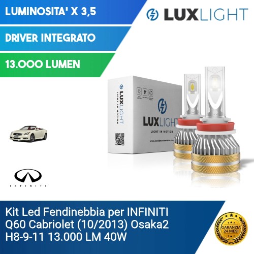 Kit Led Fendinebbia per INFINITI Q60 Cabriolet (10/2013) Osaka2 H8-9-11 13.000 LM 40W