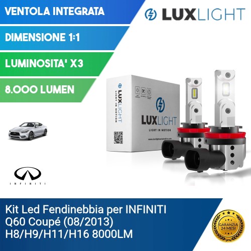 Kit Led Fendinebbia per INFINITI Q60 Coupé (08/2013) H8/H9/H11/H16 8000LM