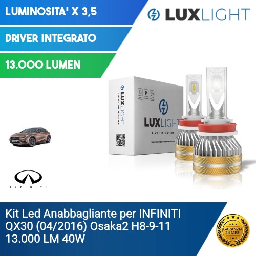 Kit Led Anabbagliante per INFINITI QX30 (04/2016) Osaka2 H8-9-11 13.000 LM 40W