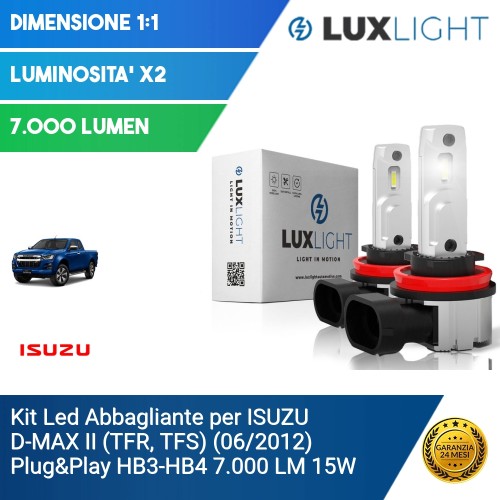 Kit Led Abbagliante per ISUZU D-MAX II (TFR, TFS) (06/2012) Plug&Play HB3-HB4 7.000 LM 15W