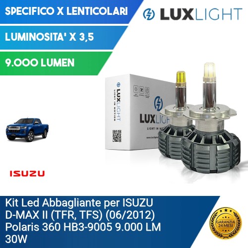 Kit Led Abbagliante per ISUZU D-MAX II (TFR, TFS) (06/2012) Polaris 360 HB3-9005 9.000 LM 30W