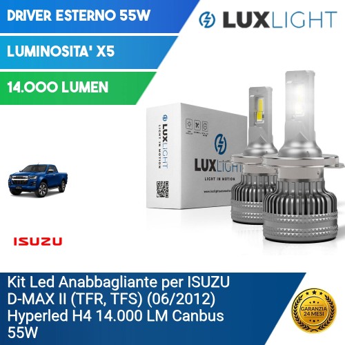 Kit Led Anabbagliante per ISUZU D-MAX II (TFR, TFS) (06/2012) Hyperled H4 14.000 LM Canbus 55W