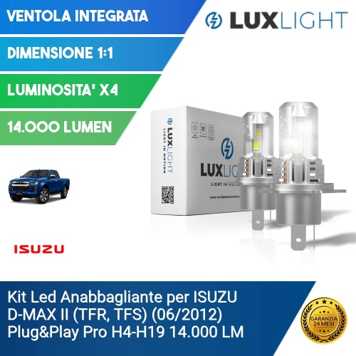 Kit Led Anabbagliante per ISUZU D-MAX II (TFR, TFS) (06/2012) Plug&Play Pro H4-H19 14.000 LM