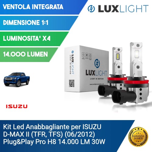 Kit Led Anabbagliante per ISUZU D-MAX II (TFR, TFS) (06/2012) Plug&Play Pro H8 14.000 LM 30W