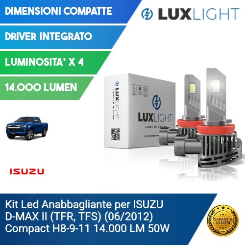 Kit Led Anabbagliante per ISUZU D-MAX II (TFR, TFS) (06/2012) Compact H8-9-11 14.000 LM 50W