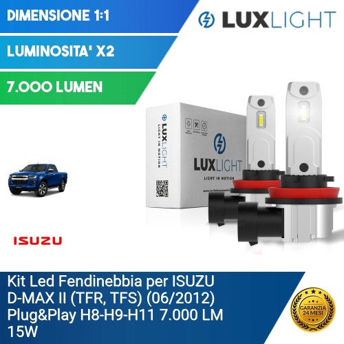 Kit Led Fendinebbia per ISUZU D-MAX II (TFR, TFS) (06/2012) Plug&Play H8-H9-H11 7.000 LM 15W