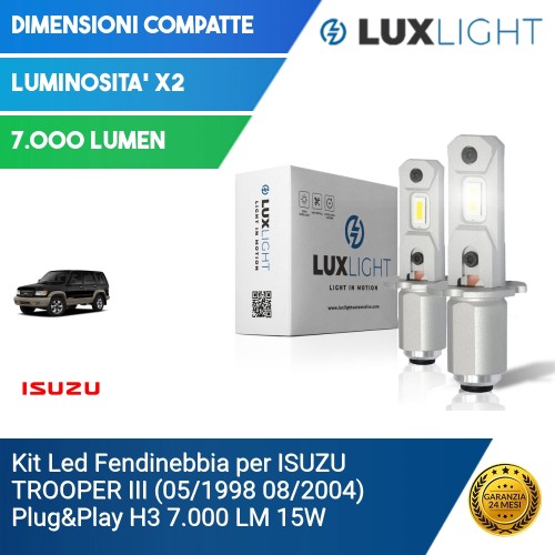 Kit Led Fendinebbia per ISUZU TROOPER III (05/1998 08/2004) Plug&Play H3 7.000 LM 15W