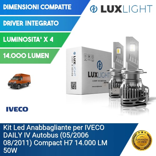Kit Led Anabbagliante per IVECO DAILY IV Autobus (05/2006 08/2011) Compact H7 14.000 LM 50W