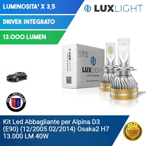 Kit Led Abbagliante per Alpina D3 (E90) (12/2005 02/2014) Osaka2 H7 13.000 LM 40W