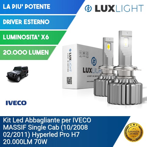 Kit Led Abbagliante per IVECO MASSIF Single Cab (10/2008 02/2011) Hyperled Pro H7 20.000LM 70W