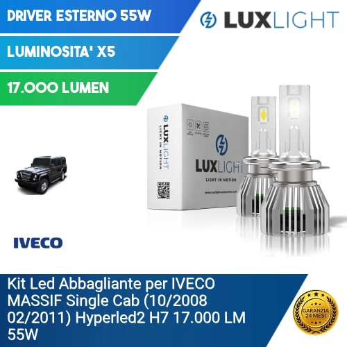 Kit Led Abbagliante per IVECO MASSIF Single Cab (10/2008 02/2011) Hyperled2 H7 17.000 LM 55W