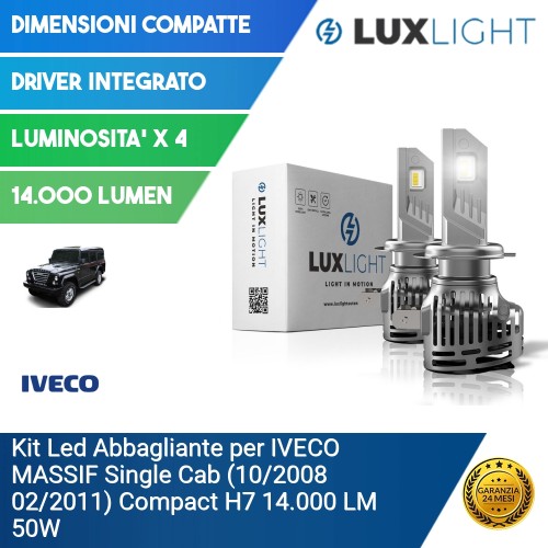 Kit Led Abbagliante per IVECO MASSIF Single Cab (10/2008 02/2011) Compact H7 14.000 LM 50W