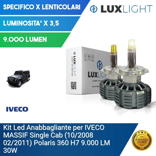 Kit Led Anabbagliante per IVECO MASSIF Single Cab (10/2008 02/2011) Polaris 360 H7 9.000 LM 30W