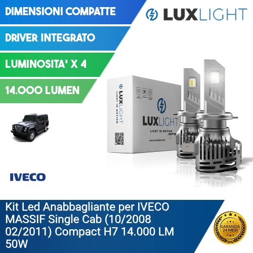 Kit Led Anabbagliante per IVECO MASSIF Single Cab (10/2008 02/2011) Compact H7 14.000 LM 50W
