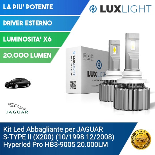 Kit Led Abbagliante per JAGUAR S-TYPE II (X200) (10/1998 12/2008) Hyperled Pro HB3-9005 20.000LM