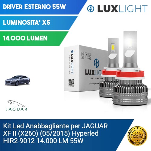 Kit Led Anabbagliante per JAGUAR XF II (X260) (05/2015) Hyperled HIR2-9012 14.000 LM 55W