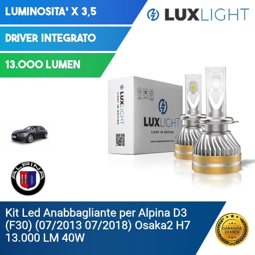 Kit Led Anabbagliante per Alpina D3 (F30) (07/2013 07/2018) Osaka2 H7 13.000 LM 40W