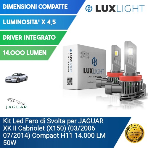 Kit Led Faro di Svolta per JAGUAR XK II Cabriolet (X150) (03/2006 07/2014) Compact H11 14.000 LM 50W