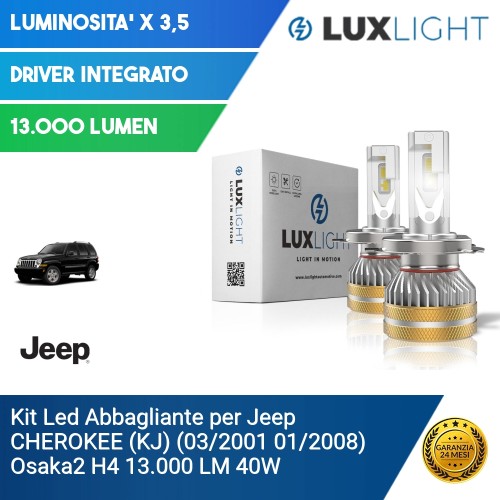 Kit Led Abbagliante per Jeep CHEROKEE (KJ) (03/2001 01/2008) Osaka2 H4 13.000 LM 40W