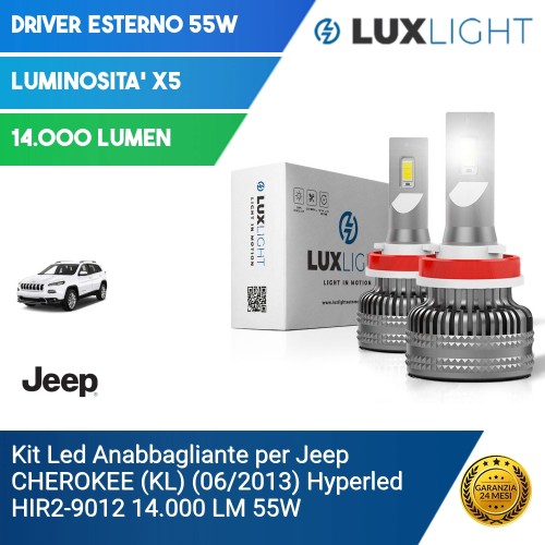 Kit Led Anabbagliante per Jeep CHEROKEE (KL) (06/2013) Hyperled HIR2-9012 14.000 LM 55W