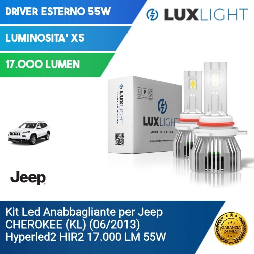 Kit Led Anabbagliante per Jeep CHEROKEE (KL) (06/2013) Hyperled2 HIR2 17.000 LM 55W