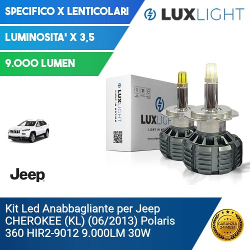 Kit Led Anabbagliante per Jeep CHEROKEE (KL) (06/2013) Polaris 360 HIR2-9012 9.000LM 30W