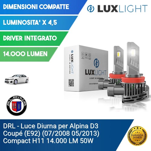 DRL - Luce Diurna per Alpina D3 Coupé (E92) (07/2008 05/2013) Compact H11 14.000 LM 50W