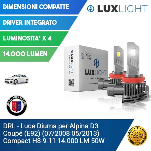 DRL - Luce Diurna per Alpina D3 Coupé (E92) (07/2008 05/2013) Compact H8-9-11 14.000 LM 50W