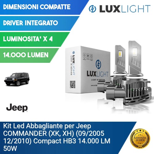 Kit Led Abbagliante per Jeep COMMANDER (XK, XH) (09/2005 12/2010) Compact HB3 14.000 LM 50W