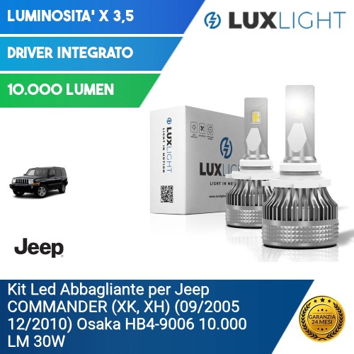 Kit Led Abbagliante per Jeep COMMANDER (XK, XH) (09/2005 12/2010) Osaka HB4-9006 10.000 LM 30W