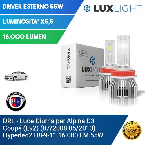 DRL - Luce Diurna per Alpina D3 Coupé (E92) (07/2008 05/2013) Hyperled2 H8-9-11 16.000 LM 55W