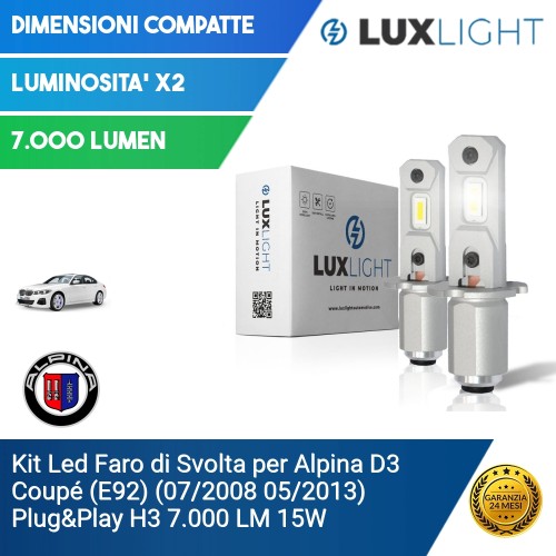 Kit Led Faro di Svolta per Alpina D3 Coupé (E92) (07/2008 05/2013) Plug&Play H3 7.000 LM 15W