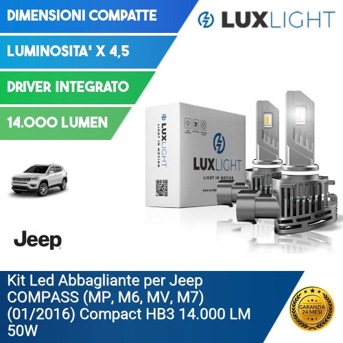 Kit Led Abbagliante per Jeep COMPASS (MP, M6, MV, M7) (01/2016) Compact HB3 14.000 LM 50W