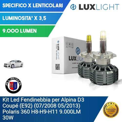 Kit Led Fendinebbia per Alpina D3 Coupé (E92) (07/2008 05/2013) Polaris 360 H8-H9-H11 9.000LM 30W