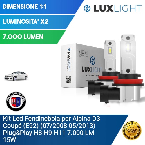 Kit Led Fendinebbia per Alpina D3 Coupé (E92) (07/2008 05/2013) Plug&Play H8-H9-H11 7.000 LM 15W