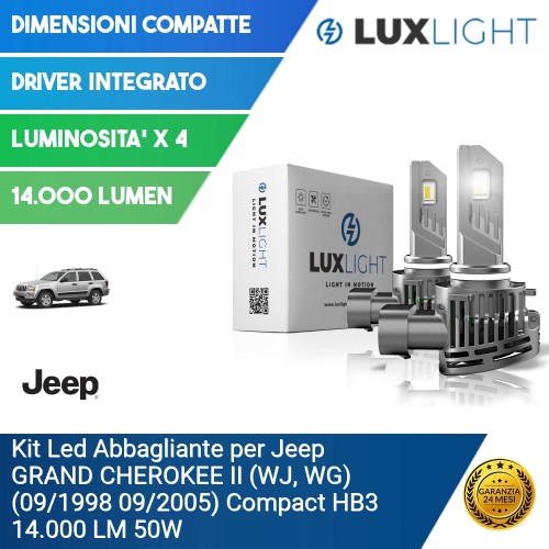 Kit Led Abbagliante per Jeep GRAND CHEROKEE II (WJ, WG) (09/1998 09/2005) Compact HB3 14.000 LM 50W