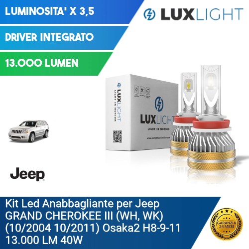 Kit Led Anabbagliante per Jeep GRAND CHEROKEE III (WH, WK) (10/2004 10/2011) Osaka2 H8-9-11 13.000 LM 40W