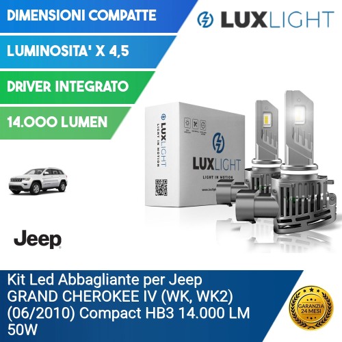 Kit Led Abbagliante per Jeep GRAND CHEROKEE IV (WK, WK2) (06/2010) Compact HB3 14.000 LM 50W