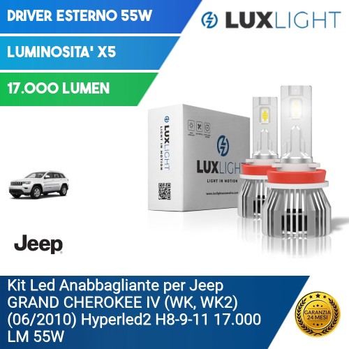 Kit Led Anabbagliante per Jeep GRAND CHEROKEE IV (WK, WK2) (06/2010) Hyperled2 H8-9-11 17.000 LM 55W