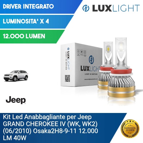 Kit Led Anabbagliante per Jeep GRAND CHEROKEE IV (WK, WK2) (06/2010) Osaka2H8-9-11 12.000 LM 40W