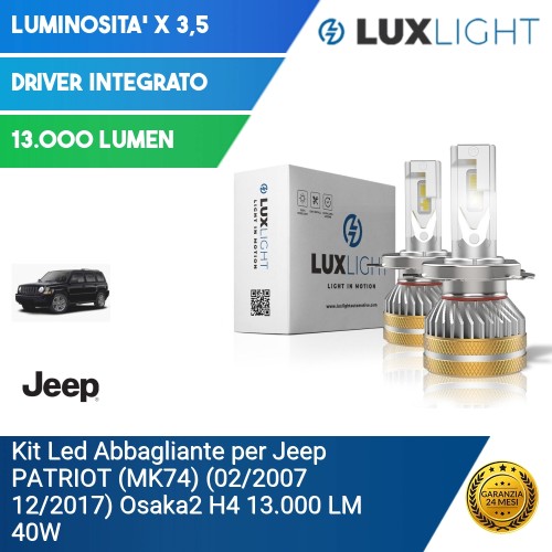 Kit Led Abbagliante per Jeep PATRIOT (MK74) (02/2007 12/2017) Osaka2 H4 13.000 LM 40W