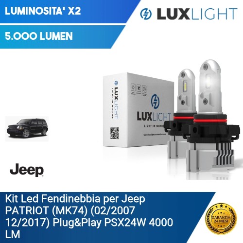 Kit Led Fendinebbia per Jeep PATRIOT (MK74) (02/2007 12/2017) Plug&Play PSX24W 4000 LM