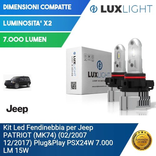 Kit Led Fendinebbia per Jeep PATRIOT (MK74) (02/2007 12/2017) Plug&Play PSX24W 7.000 LM 15W