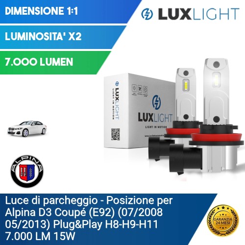 Luce di parcheggio - Posizione per Alpina D3 Coupé (E92) (07/2008 05/2013) Plug&Play H8-H9-H11 7.000 LM 15W