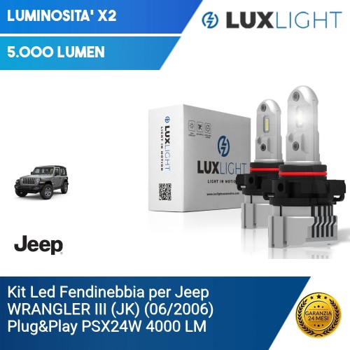 Kit Led Fendinebbia per Jeep WRANGLER III (JK) (06/2006) Plug&Play PSX24W 4000 LM