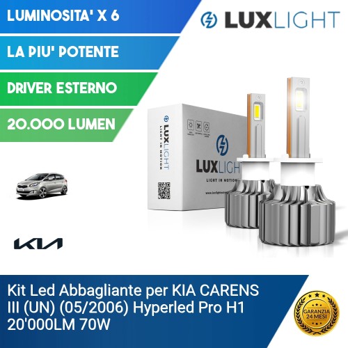 Kit Led Abbagliante per KIA CARENS III (UN) (05/2006) Hyperled Pro H1 20'000LM 70W