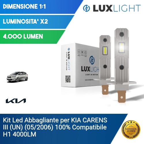 Kit Led Abbagliante per KIA CARENS III (UN) (05/2006) 100% Compatibile H1 4000LM