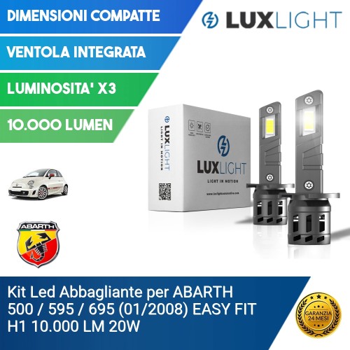 Kit Led Abbagliante per ABARTH 500 / 595 / 695 (01/2008) EASY FIT H1 10.000 LM 20W