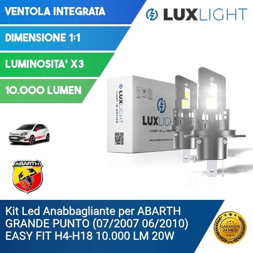 Kit Led Anabbagliante per ABARTH GRANDE PUNTO (07/2007 06/2010) EASY FIT H4-H19 10.000 LM 20W