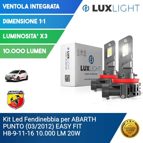 Kit Led Fendinebbia per ABARTH PUNTO (03/2012) EASY FIT H8-9-11-16 10.000 LM 20W